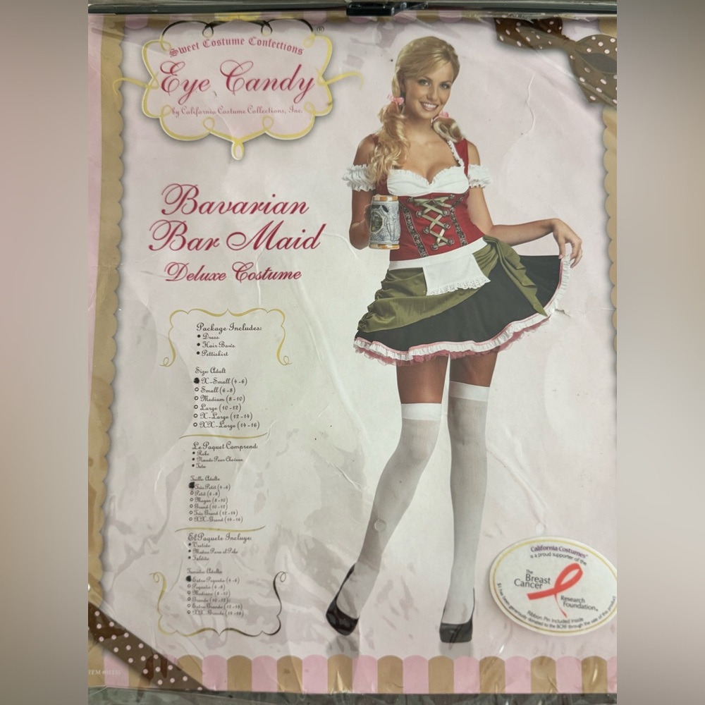 Eye Candy Bavarian Bar Maid Costume - Red, White, Green Extra Small (4-6)